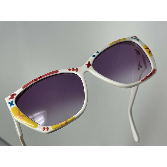 Vintage Albert Nipon White Multicolor Sunglasses Hand Made In USA main image 4